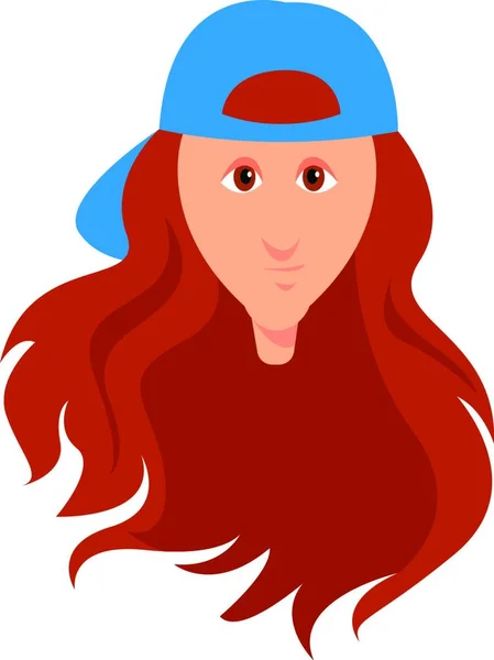 Κορίτσι Μπλε Καπέλο Εικονογράφηση Διάνυσμα Λευκό Φόντο — Διανυσματικό Αρχείο