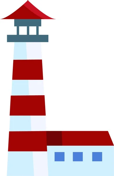 明るいスポットライト ベクトル カラードローイングやイラストを持つ夜の赤い灯台 — ストックベクタ