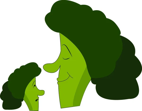 2个花椰菜相对的卡通 彩色绘图或插图 — 图库矢量图片