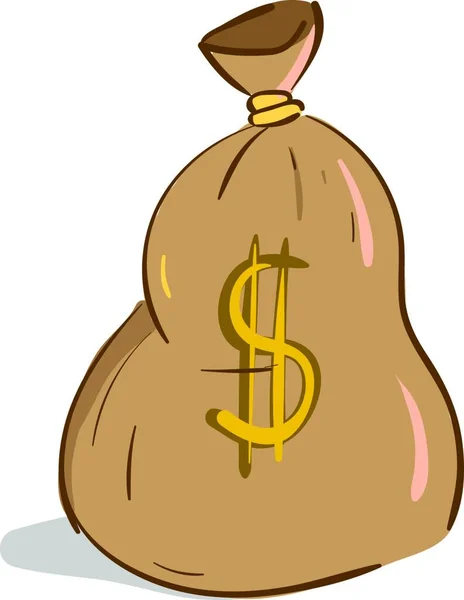 Una Bolsa Marrón Llena Dinero Vector Dibujo Color Ilustración — Archivo Imágenes Vectoriales