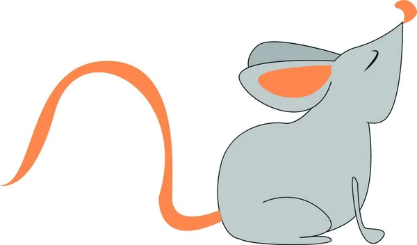 茶色の尾 ベクトル カラードローイングまたはイラストを持つ灰色の小さなマウス — ストックベクタ