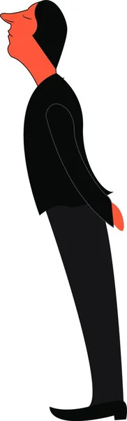 Ein Mann Schwarzem Langarmhemd Hose Und Schuhen Mit Geschlossenen Augen — Stockvektor