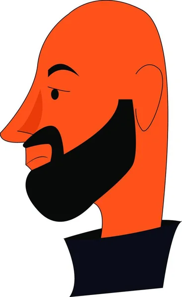 Uomo Calvo Con Barba Nera Vettore Disegno Colori Illustrazione — Vettoriale Stock