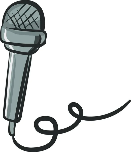 Cartoon Gray Microphone Vector Color Drawing Illustration — Stock Vector