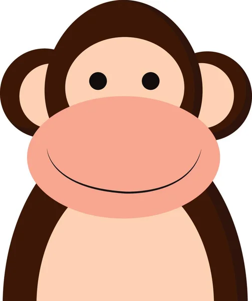 Happy Brown Monkey Vector Color Drawing Illustration — Stock Vector