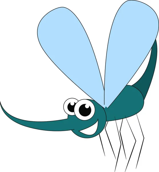 Karikatur Einer Glücklichen Mücke Mit Großen Augen Vektor Farbzeichnung Oder — Stockvektor