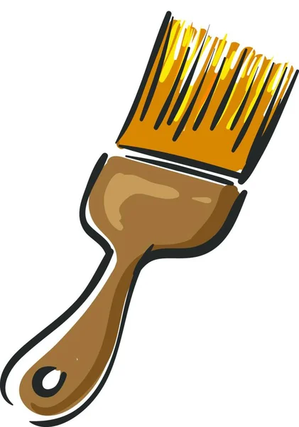Ein Gelber Pinsel Mit Braunem Holzgriff Vektor Farbzeichnung Oder Illustration — Stockvektor