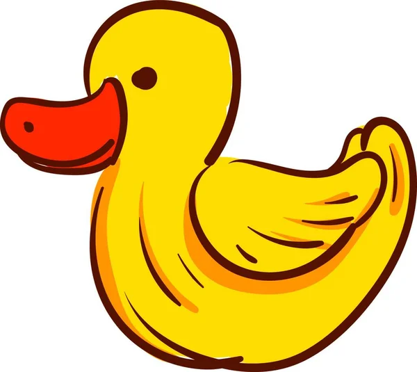 Canard Caoutchouc Jaune Avec Bec Rouge Généralement Utilisé Comme Jouet — Image vectorielle