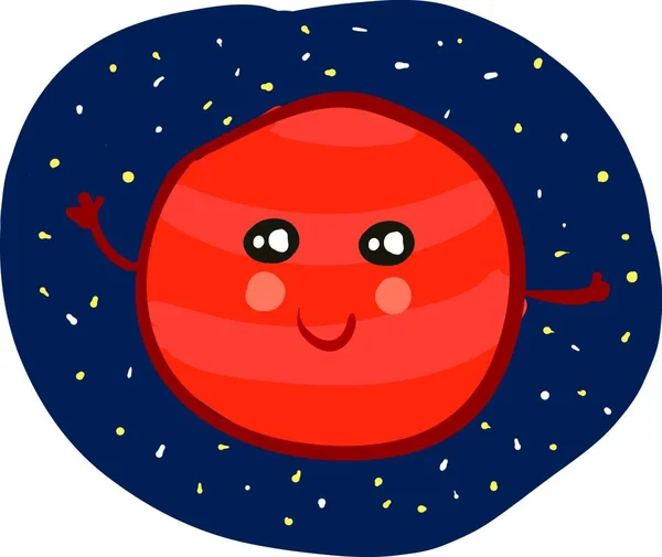 Ilustração Bonito Desenho Animado Lua Vermelha — Vetor de Stock