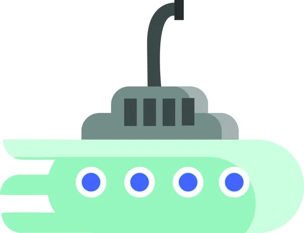 Krásná Modrá Ponorka Zaparkovaná Půdě Vektorový Barevný Výkres Nebo Ilustrace — Stockový vektor