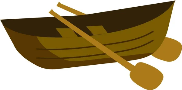 Маленькая Деревянная Лодка Земле Вектор Цветной Рисунок Иллюстрация — стоковый вектор