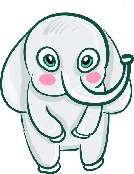 Ένα Χαριτωμένο Μικρό Ελεφαντάκι Που Είναι Ντροπαλός Διάνυσμα Χρώμα Σχέδιο — Διανυσματικό Αρχείο