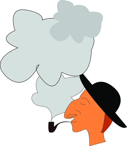 ベクトル カラードローイングまたはイラストからの喫煙パイプからの煙 — ストックベクタ