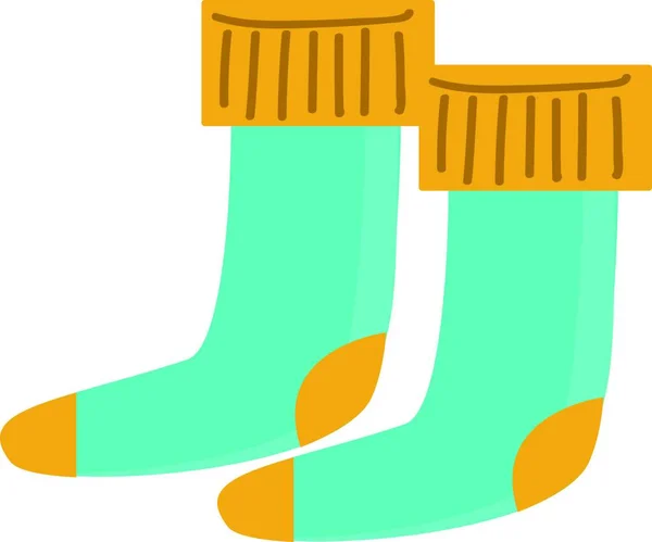 かわいい青と黄色の靴下 ベクトル カラードローイングやイラストのペア — ストックベクタ