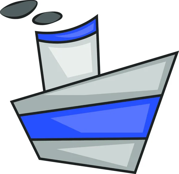 Malá Loď Modré Barvě Vektorová Barevná Kresba Nebo Ilustrace — Stockový vektor