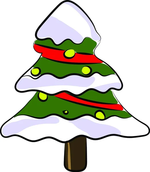 Decorated Christmas Tree Illustration Vector White Background — Stock Vector