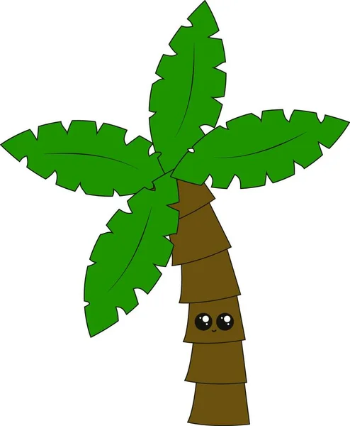 Śliczne Kokosowe Drzewo Ilustracja Wektor Białym Tle — Wektor stockowy