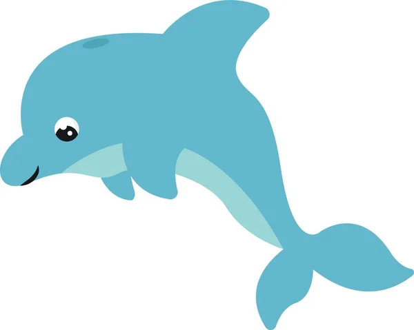 可爱的蓝色海豚 白色背景的矢量 — 图库矢量图片