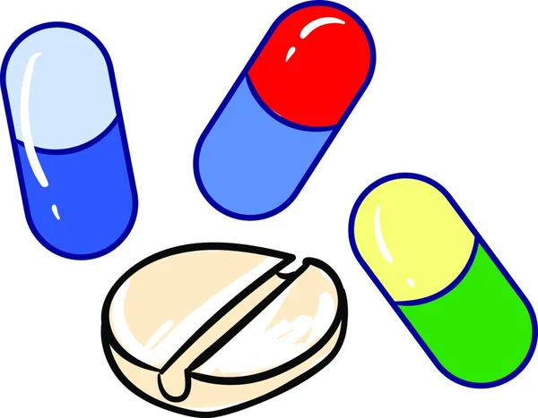 Illustrazione Vettoriale Gruppo Pillole — Vettoriale Stock