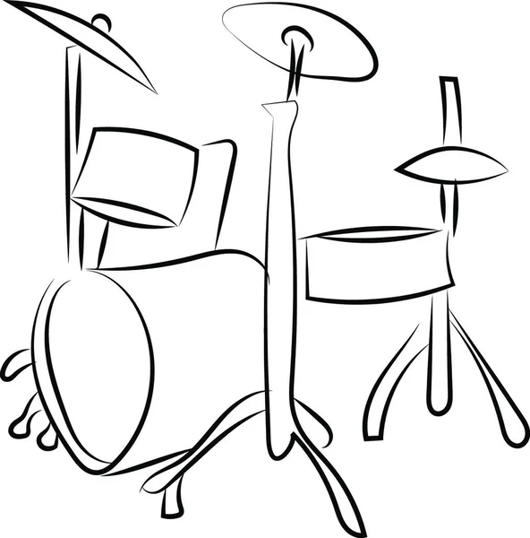 ドラムセットスケッチ イラスト 白い背景のベクトル — ストックベクタ