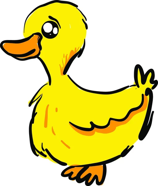 Sad Little Yellow Duck Illustration Vector White Background — Stock Vector