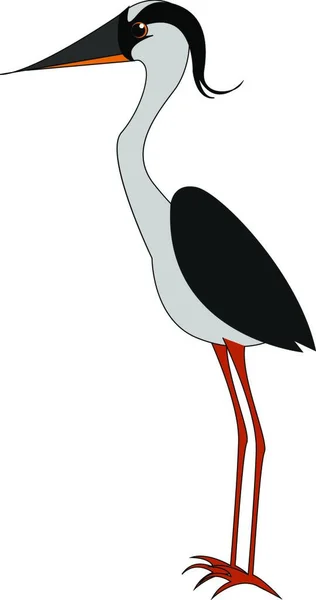 Oiseau Gris Avec Longues Pattes Illustration Vecteur Sur Fond Blanc — Image vectorielle