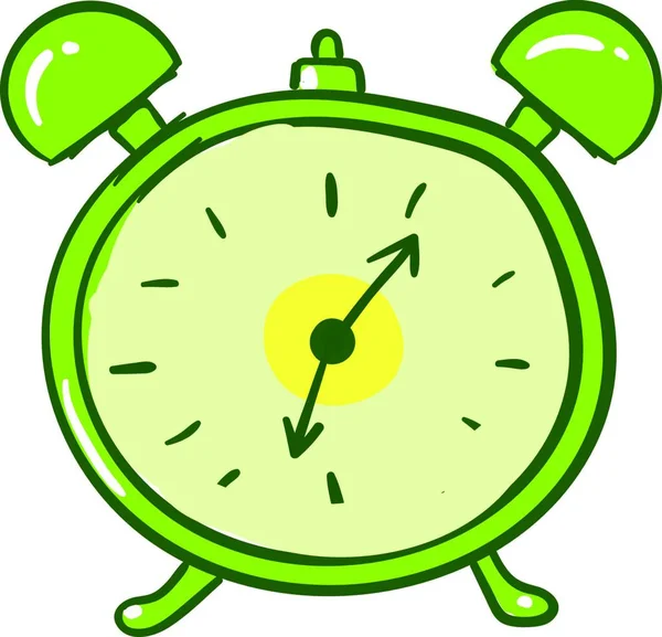 Green Alarm Clock Illustration Vector White Background — Stock Vector