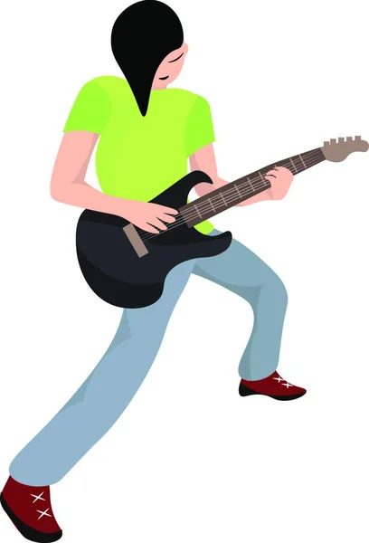 Hombre Tocando Guitarra Ilustración Vector Sobre Fondo Blanco — Vector de stock