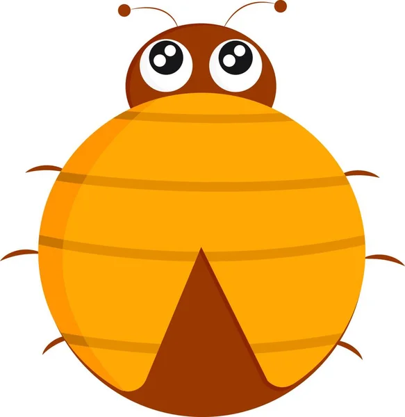 一种褐色和黄色的虫子 有闪闪发光的眼睛 彩绘或插图 — 图库矢量图片