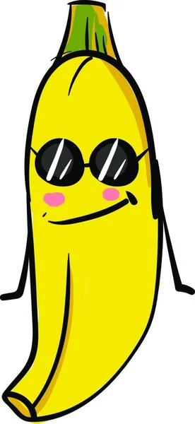 Banaan Dragen Zonnebril Illustratie Vector Witte Achtergrond — Stockvector