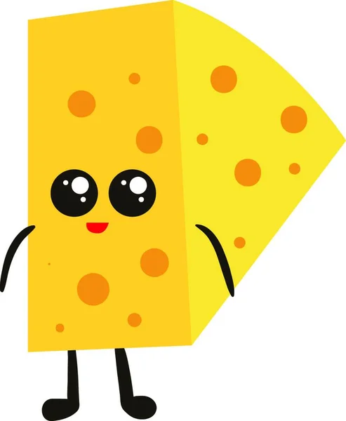 Glücklicher Käse Mit Augen Illustration Vektor Auf Weißem Hintergrund — Stockvektor