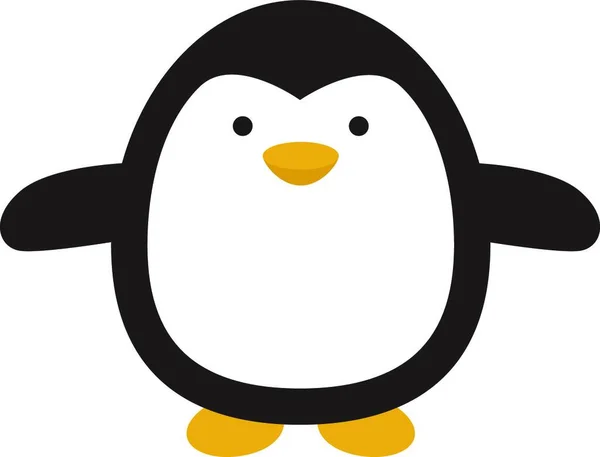 Lycklig Liten Pingvin Illustration Vektor Vit Bakgrund — Stock vektor
