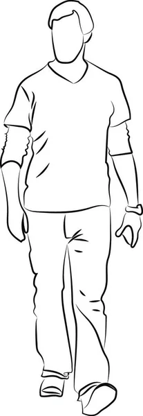 Man Walking Street Illustration Vector White Background — Stock Vector