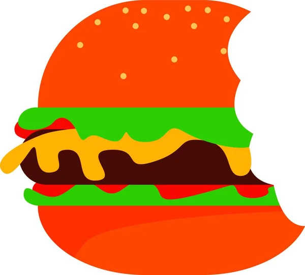 Harapta Burger Illusztráció Vektor Fehér Alapon — Stock Vector