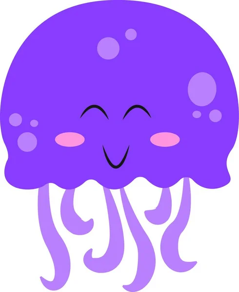 Симпатичные Фиолетовые Медузы Иллюстрация Вектор Белом Фоне — стоковый вектор