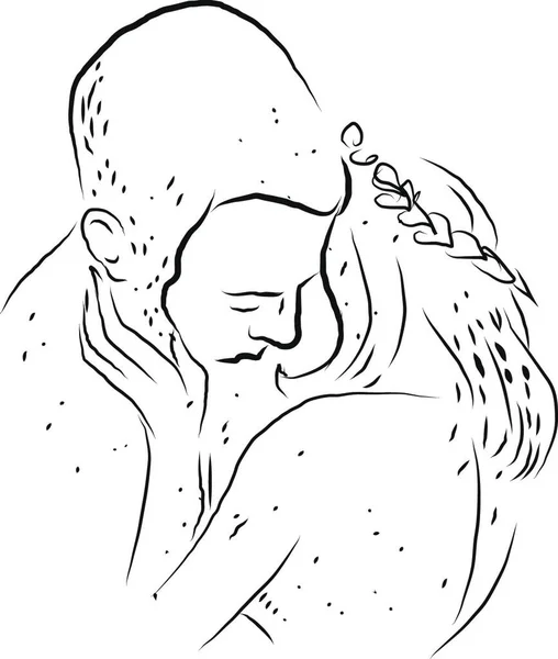Persone Che Baciano Schizzo Illustrazione Vettore Sfondo Bianco — Vettoriale Stock