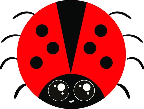 Lieveheersbeestje Met Rode Zwarte Stippen — Stockvector