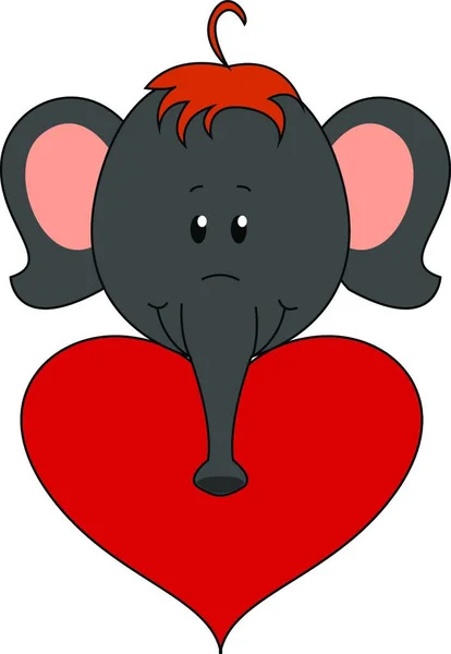 Pequeno Elefante Segurando Coração Ilustração Vetor Fundo Branco —  Vetores de Stock