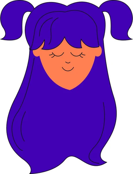 Девушка Длинными Фиолетовыми Волосами Иллюстрация Вектор Белом Фоне — стоковый вектор