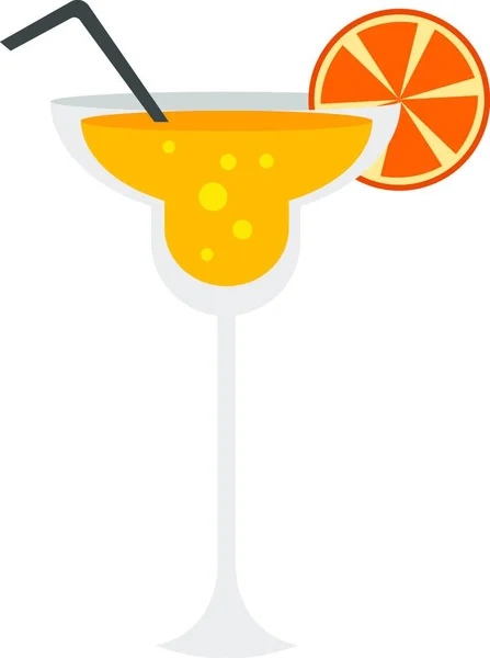 Cocktail Arancione Con Paglia Illustrazione Vettore Sfondo Bianco — Vettoriale Stock