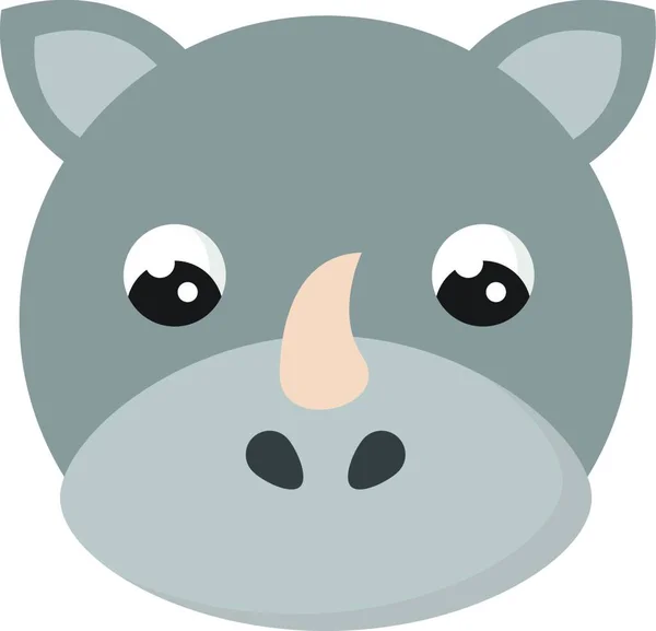 Cute Little Rhino Ilustracja Wektor Białym Tle — Wektor stockowy