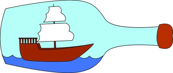 Schip Een Fles Illustratie Vector Witte Achtergrond — Stockvector