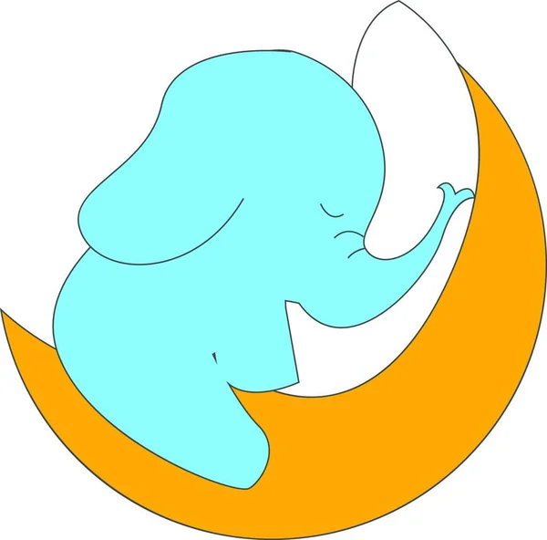 Spící Slon Měsíci Ilustrace Vektor Bílém Pozadí — Stockový vektor
