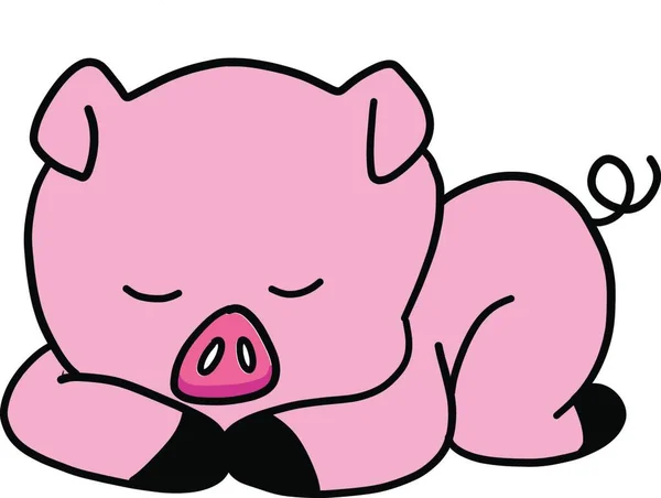 Cochon Endormi Mignon Illustration Vecteur Sur Fond Blanc — Image vectorielle