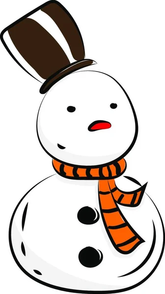 Boneco Neve Com Chapéu Grande Ilustração Vetor Sobre Fundo Branco — Vetor de Stock