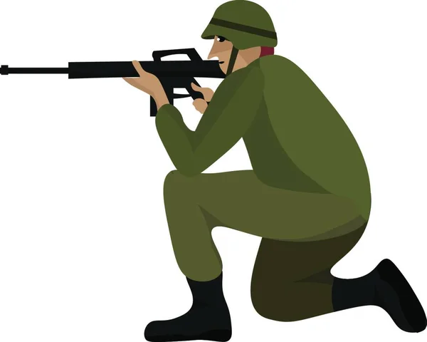 Soldato Con Fucile Illustrazione Vettore Sfondo Bianco — Vettoriale Stock