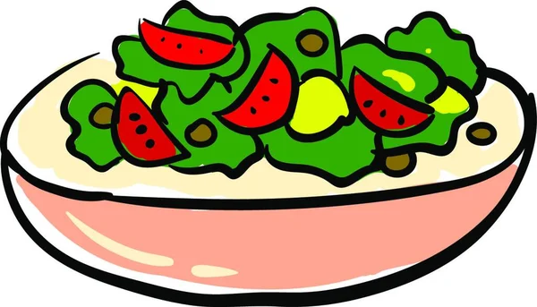 Zomer Gezonde Salade Illustratie Vector Witte Achtergrond — Stockvector