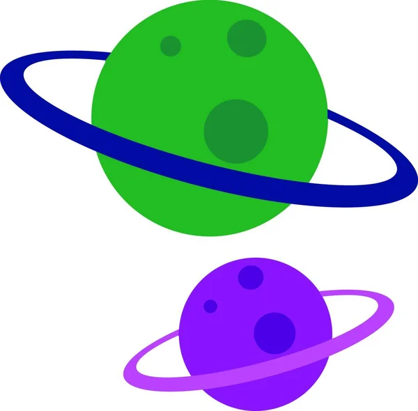 Grön Och Lila Planet Illustration Vektor Vit Bakgrund — Stock vektor