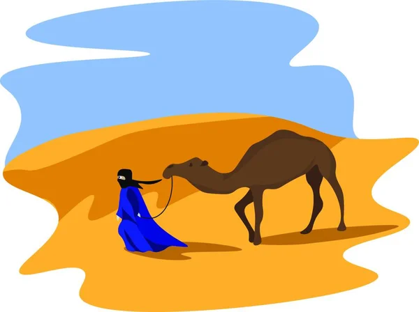 Vector Illustration Camel Desert — Stock Vector