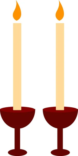 Zwei Brennende Kerzen Illustration Vektor Auf Weißem Hintergrund — Stockvektor